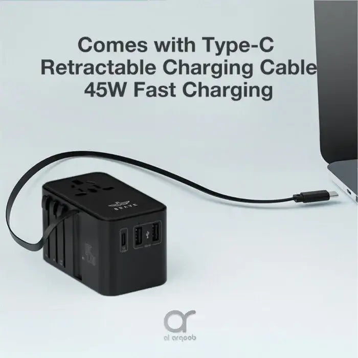 Brave Universal Travel Adapter, GaN3 Fast Charger 45W with Type-C – Black BTC-34 - GulfStore.com