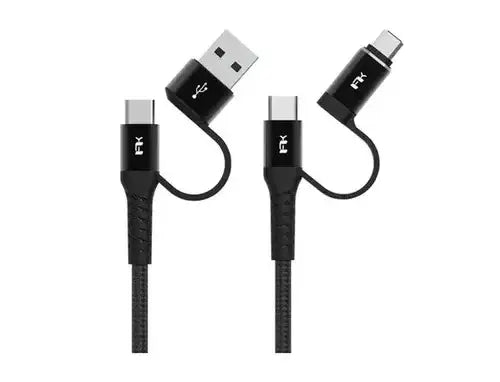 Feeltek Fast Charging Multi-Plug Cable 200 cm (Braid + Metallic) - Black - GulfStore.com