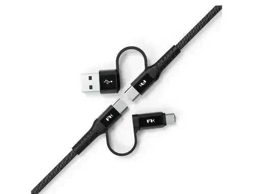 Feeltek Fast Charging Multi-Plug Cable 200 cm (Braid + Metallic) - Black - GulfStore.com