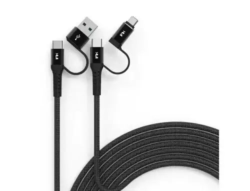 Feeltek Fast Charging Multi-Plug Cable 200 cm (Braid + Metallic) - Black - GulfStore.com
