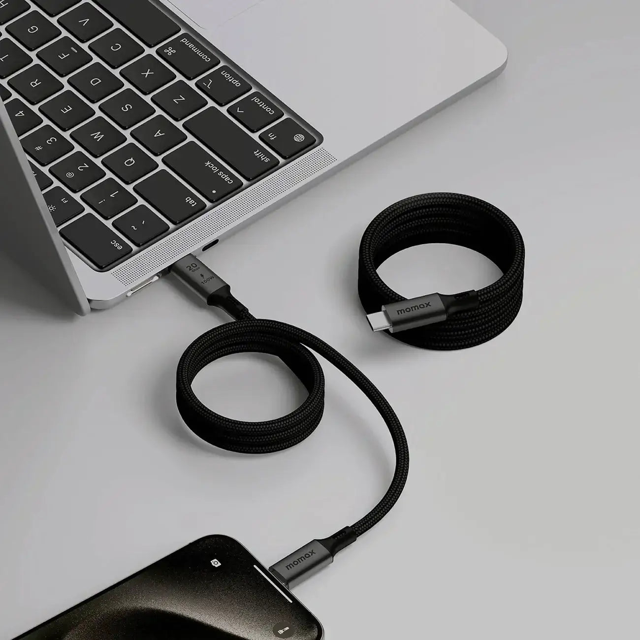 DC52D | Momax Mag.Link 100W USB-C to USB-C Magnetic Cable 1m | Black - GulfStore.com