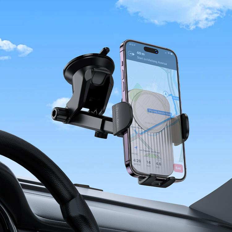 BH222 | Borofone Leading Push-Type Wireless Fast Charging Car Holder | Center Console | Black