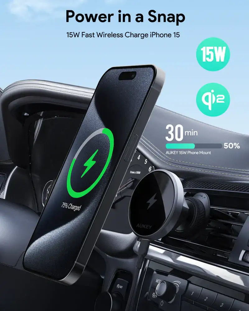 HD-MC13 | Aukey MagSafe Phone Mount Wireless Charging Phone Mount - GulfStore.com