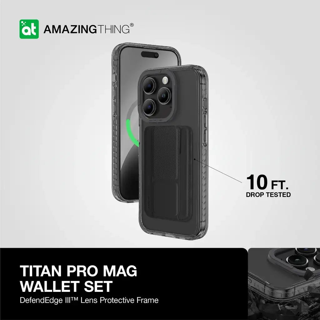 AMAZINGTHING | IP156.1PTWBK | AT TITAN PRO NEON MAG WALLET DROP PROOF CASE FOR IPHONE 15 PRO 6.1 | Black - GulfStore.com