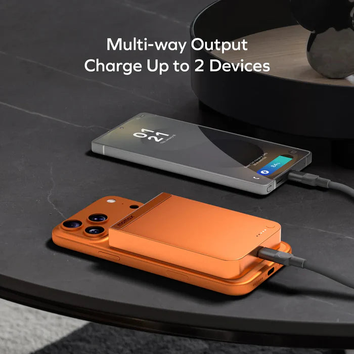 IP162Q2M | Momax 1-POWER S.PASS 10000mAh Qi2 Magnetic Wireless Battery Pack | Orange