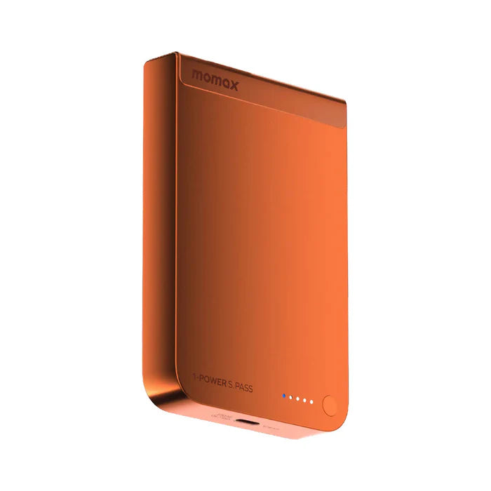 IP162Q2M | Momax 1-POWER S.PASS 10000mAh Qi2 Magnetic Wireless Battery Pack | Orange