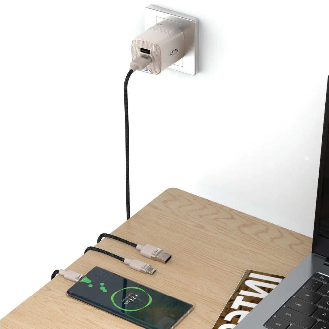 PW-TCR31UKT-TT | PAWA Retro 3.1A Dual Usb Travel Adapter With UK Plug With Type-C Cable | Titanium