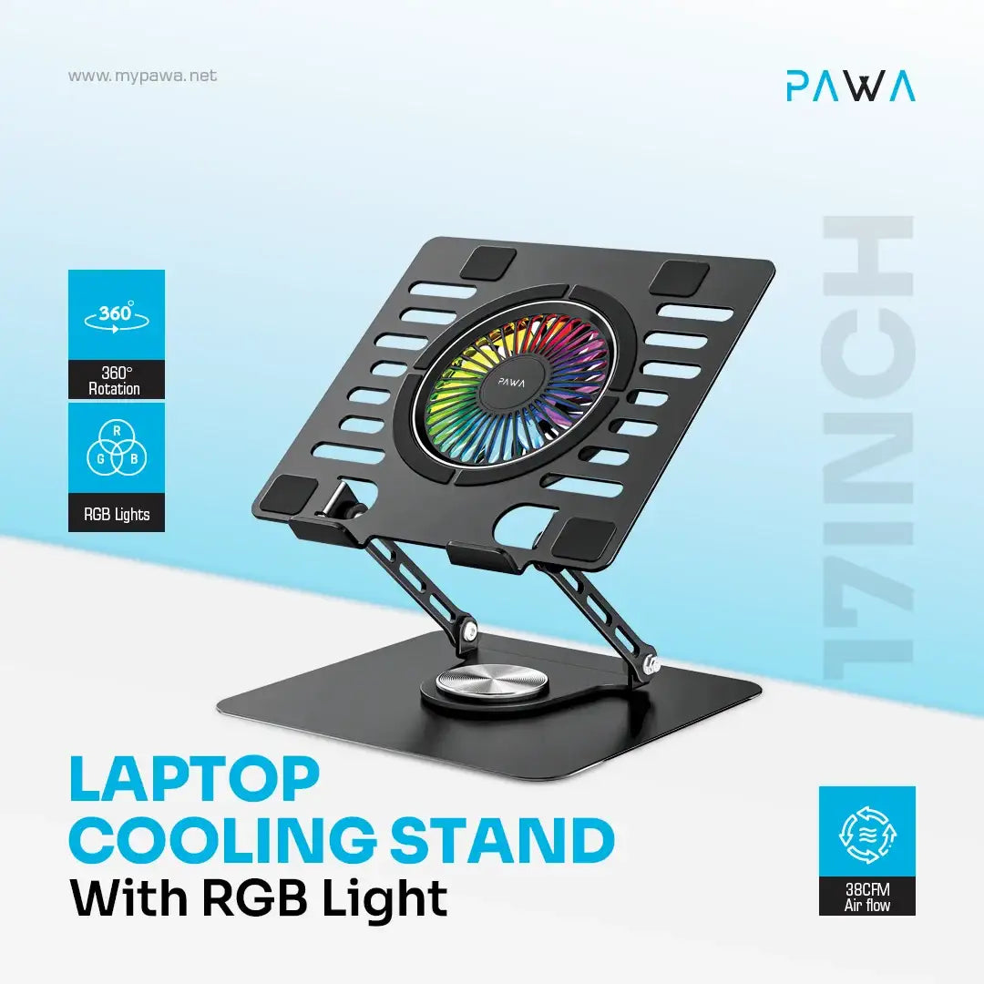 PW-MBSTRGB6-BK | PAWA Pawa Laptop cooling stand with RGB Light | Black - GulfStore.com