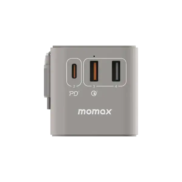 UA18E , 1-World+ 70W GaN 3-Port w/ Built-in USB-C Cable + AC Travel Adaptor (Grey) - GulfStore.com