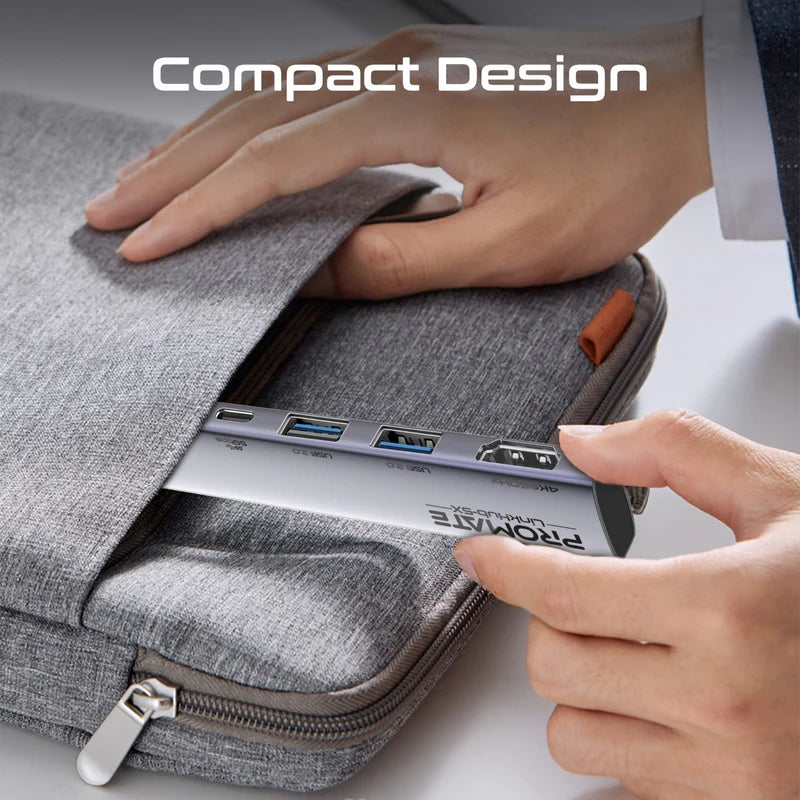 PROMATE 4K@60Hz Multi-function High Speed USB-C Hub with 100W Power Delivery