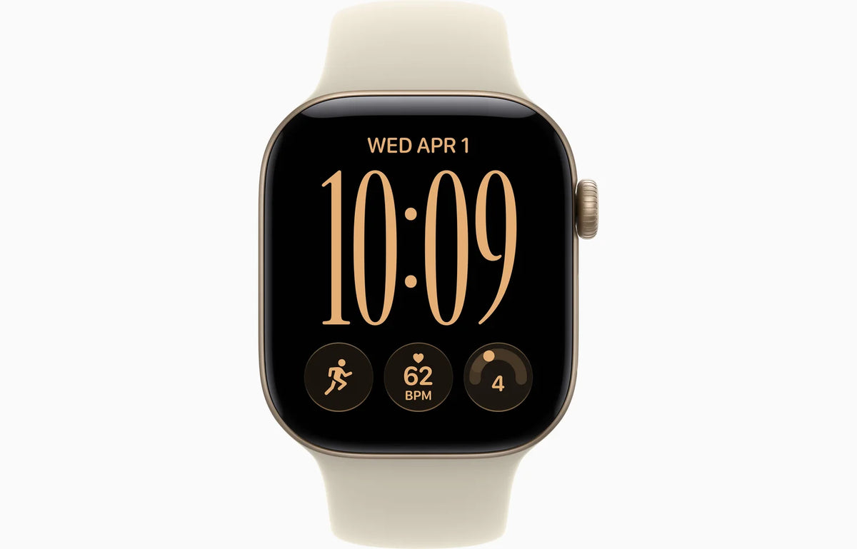 Apple Watch Series 12 GPS 46 mm Light Gold Aluminium Case with Sand Sport Band - M/L