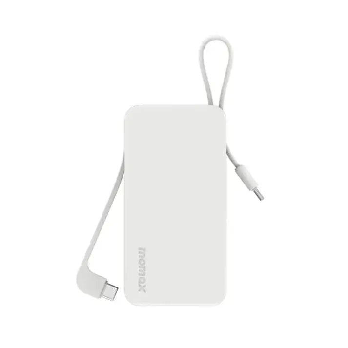 IP138W | Momax 1-Power Vital+ 10000mAh Battery Pack with Dual Built-in USB-C Cable | White - GulfStore.com