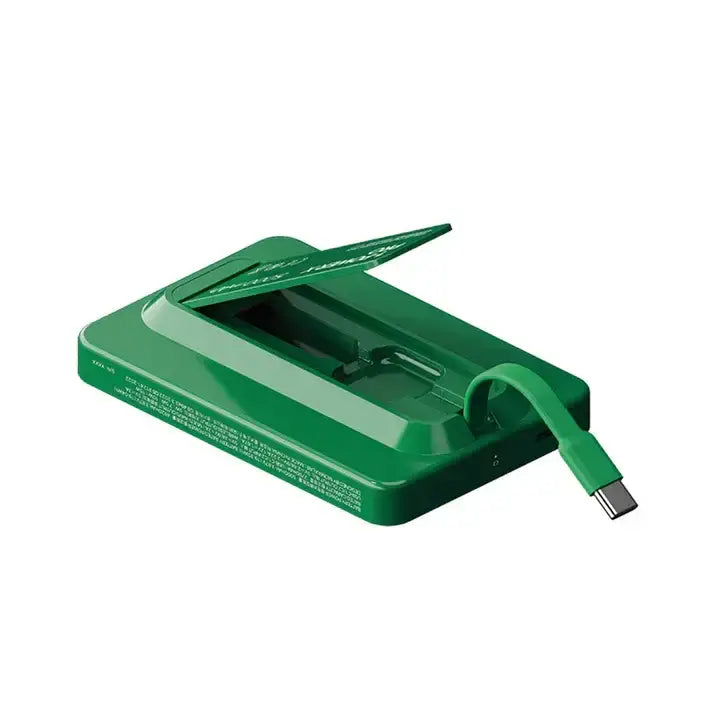IP131HKG | Momax 1-Power X Pro Magnetic Wireless Battery Pack | 5000mAh with Stand and Built-in USB-C Cable | Green - GulfStore.com