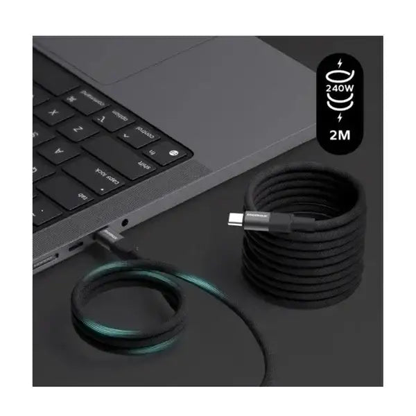 DC71D | Momax Mag.Link 240W USB-C to USB-C Magnetic Cable 2m | Black - GulfStore.com