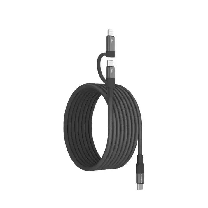 DL60D | Momax Mag.link USB-C to C & Lightning Magnetic Cable 2m | Black - GulfStore.com