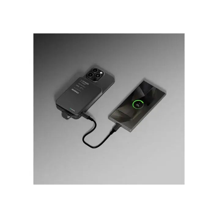 IP158D | Momax 1-Power F.Pass+ 10000mAh Battery Pack with Built-in Cable and Magnetic attachment | Black - GulfStore.com