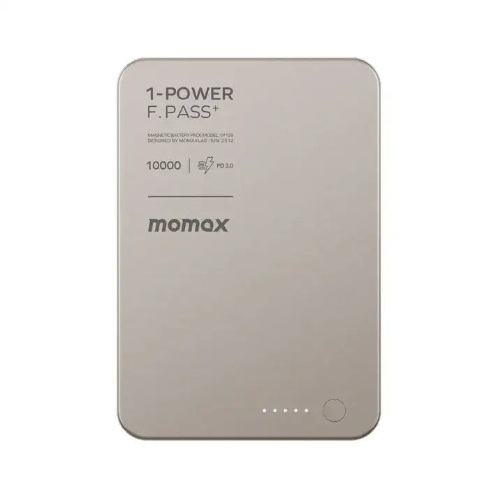 IP158L | Momax 1-Power F.Pass+ 10000mAh Battery Pack with Built-in Cable and Magnetic attachment | Titanium - GulfStore.com