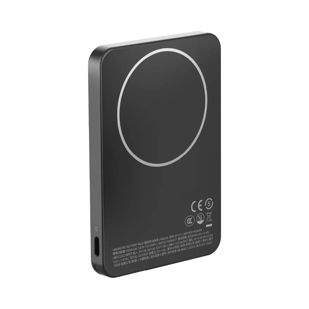 IP157D | Momax 1-Power F.Pass+ 5000mAh Battery Pack with Built-in Cable and Magnetic attachment | Black