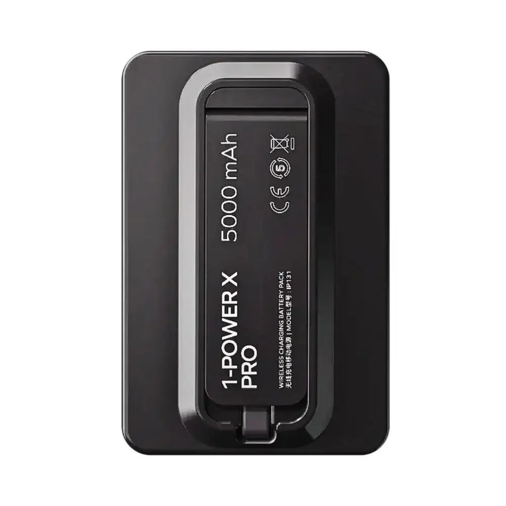 IP131HKD | Momax 1-Power X Pro Magnetic Wireless Battery Pack | 5000mAh with Stand and Built-in USB-C Cable | Black - GulfStore.com