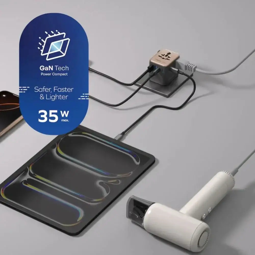 UA27D | Momax 1-World2 35W 5-Port Dual AC Travel Adaptor | Black - GulfStore.com