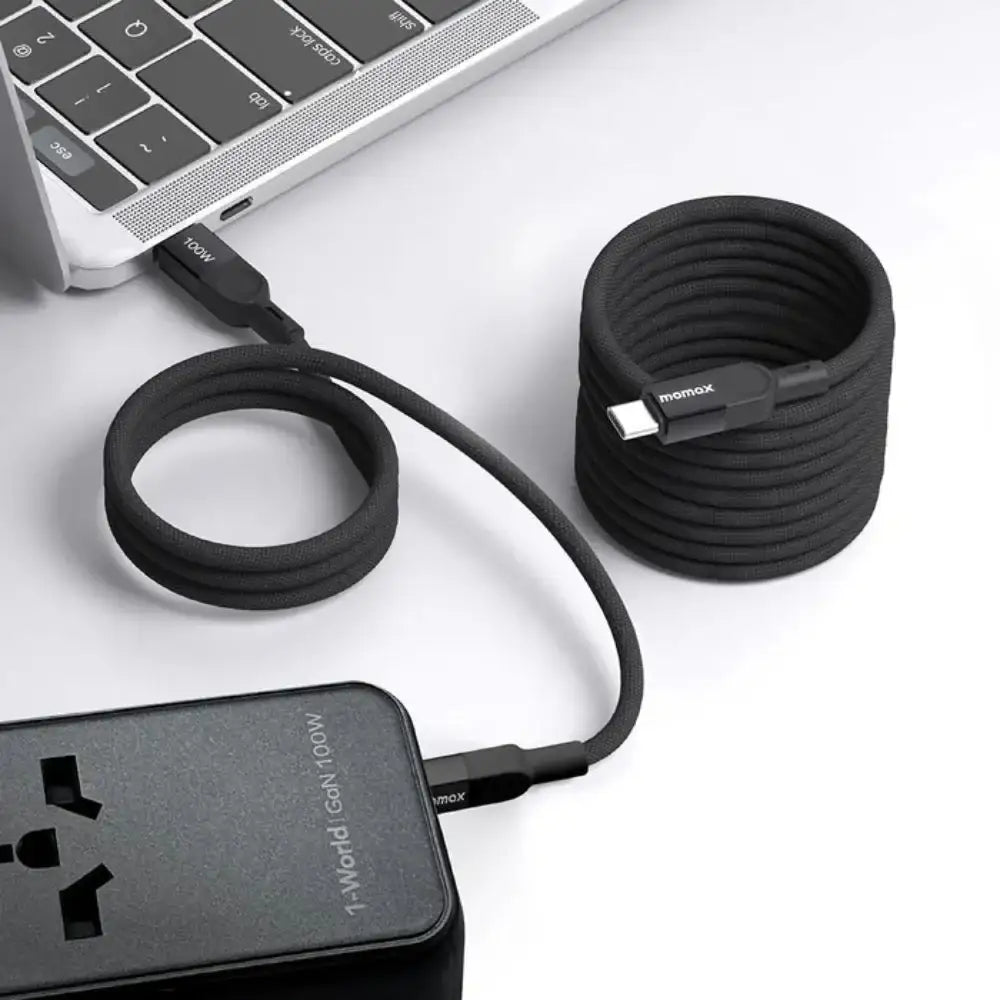 DC62D | Momax Mag.Link 100W USB-C to USB-C Magnetic Cable 2m | Black - GulfStore.com