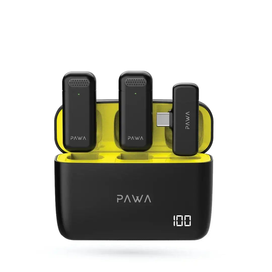 PW-LDMCCCL7 , PAWA Mike M5 Dual Wireless Microphone with charging Case Type c+lightning - GulfStore.com