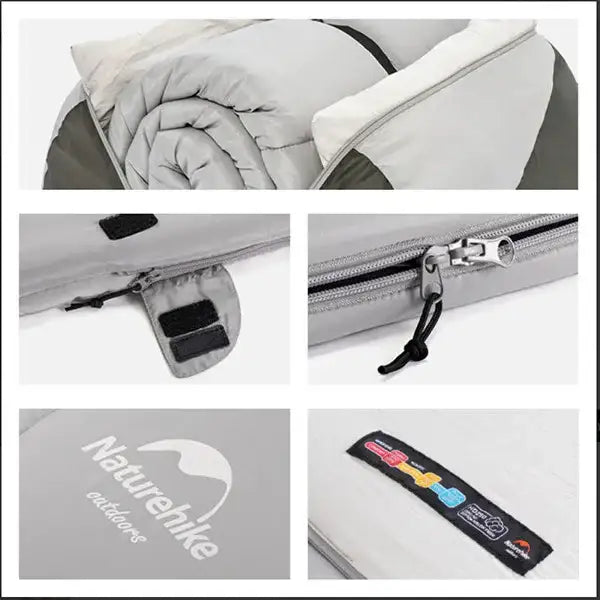 Naturehike Double cotton sleeping Bag with pillow Grayish - Brown - GulfStore.com