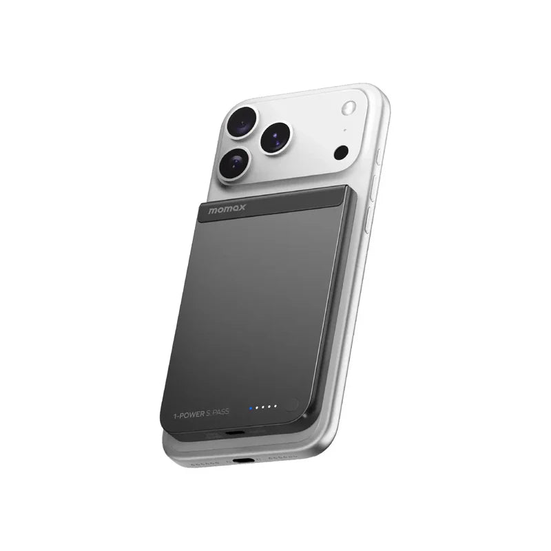 IP161Q2D | Momax 1-POWER S.PASS 5000mAh Qi2 Magnetic Wireless Battery Pack | Black