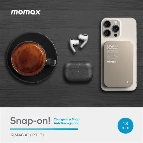 IP136Q2L | Momax Q.Mag X1 Qi2 Magnetic Wireless Battery Pack 10000mAh - Gen 2 | Titanium - GulfStore.com