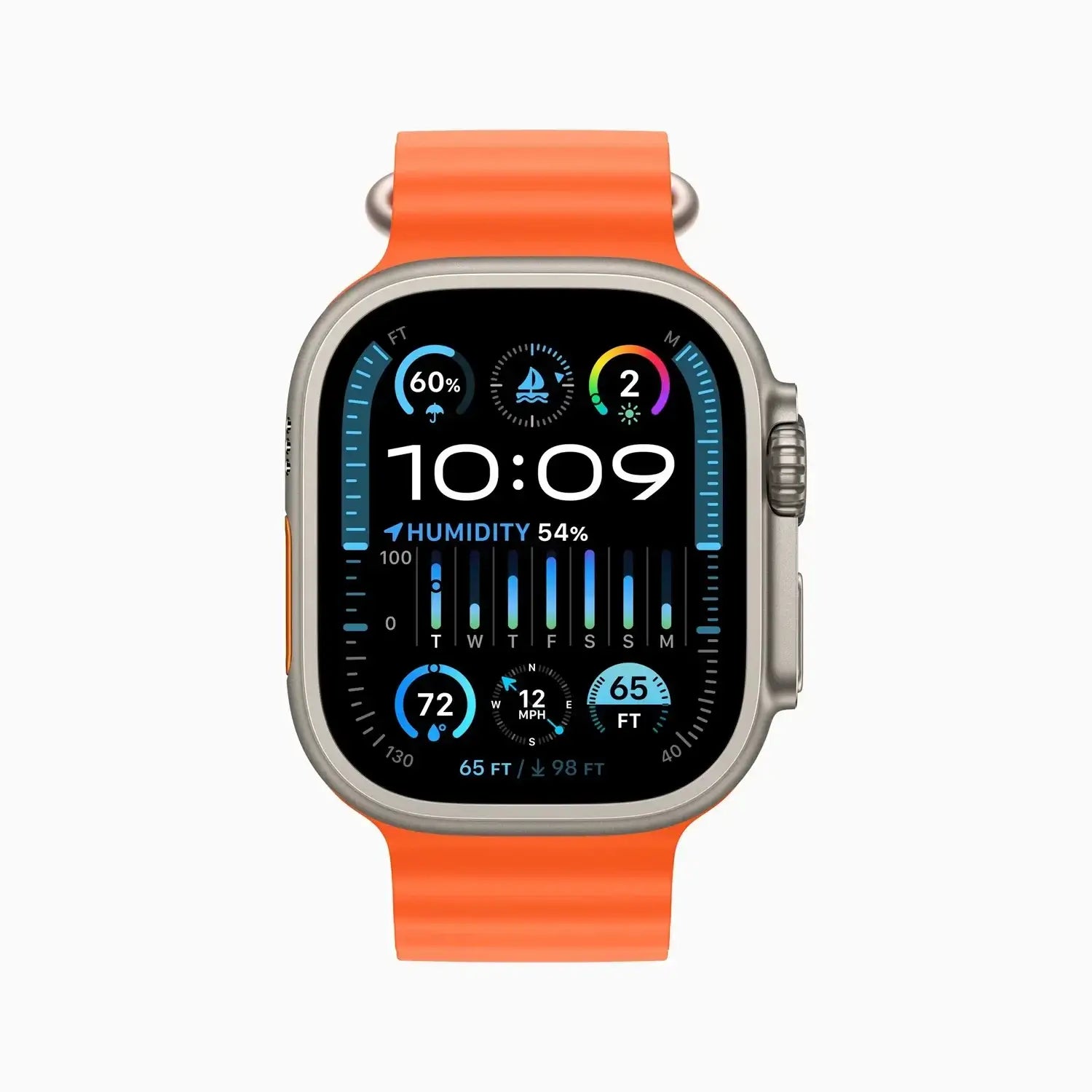 Apple Watch Ultra 2 Titanium Case with Orange Ocean Band - GulfStore.com