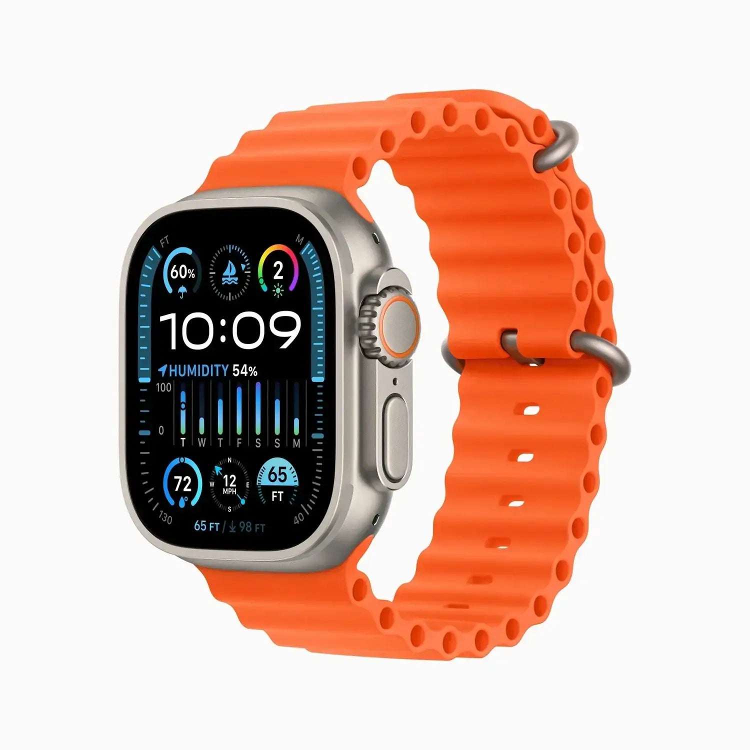 Apple Watch Ultra 2 Titanium Case with Orange Ocean Band - GulfStore.com