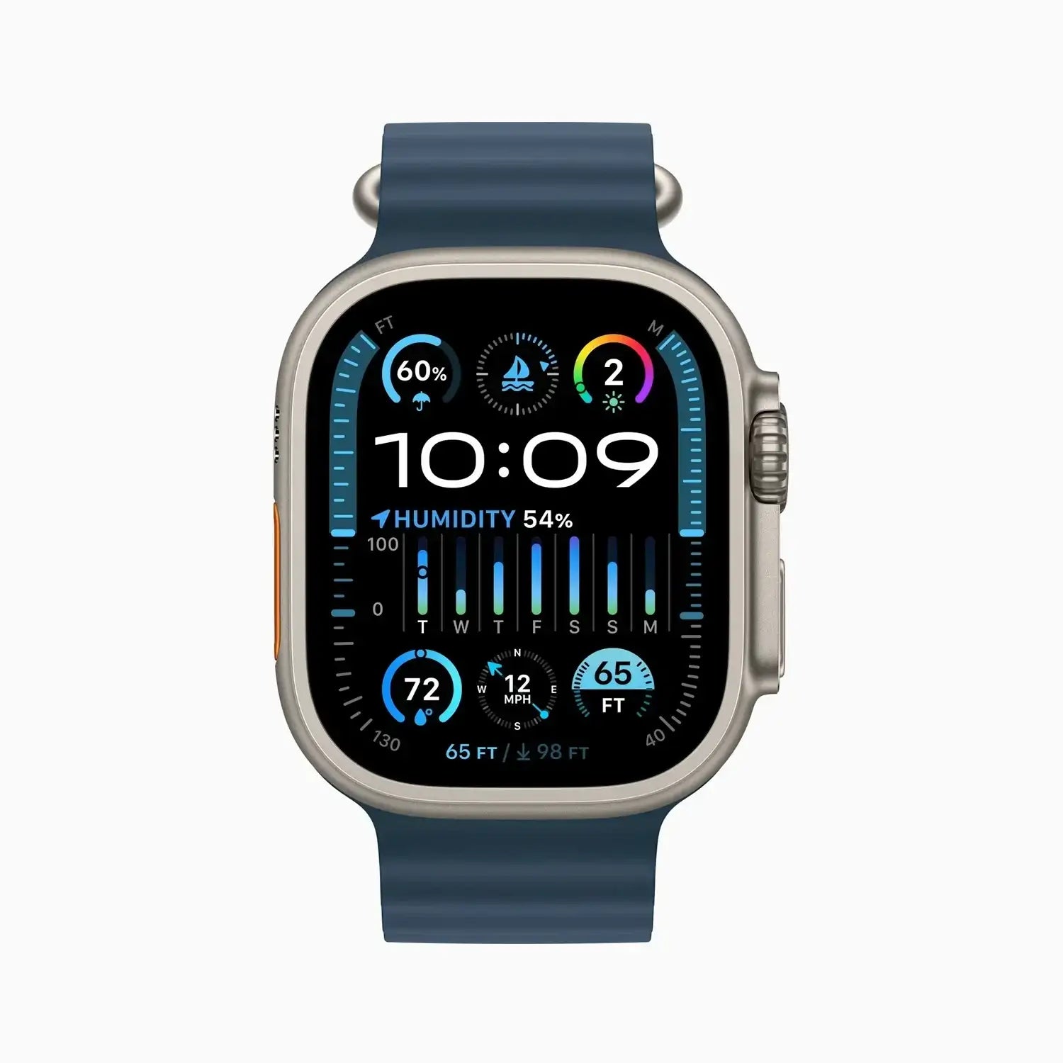 Apple Watch Ultra 2 Titanium Case with Blue Ocean Band - GulfStore.com
