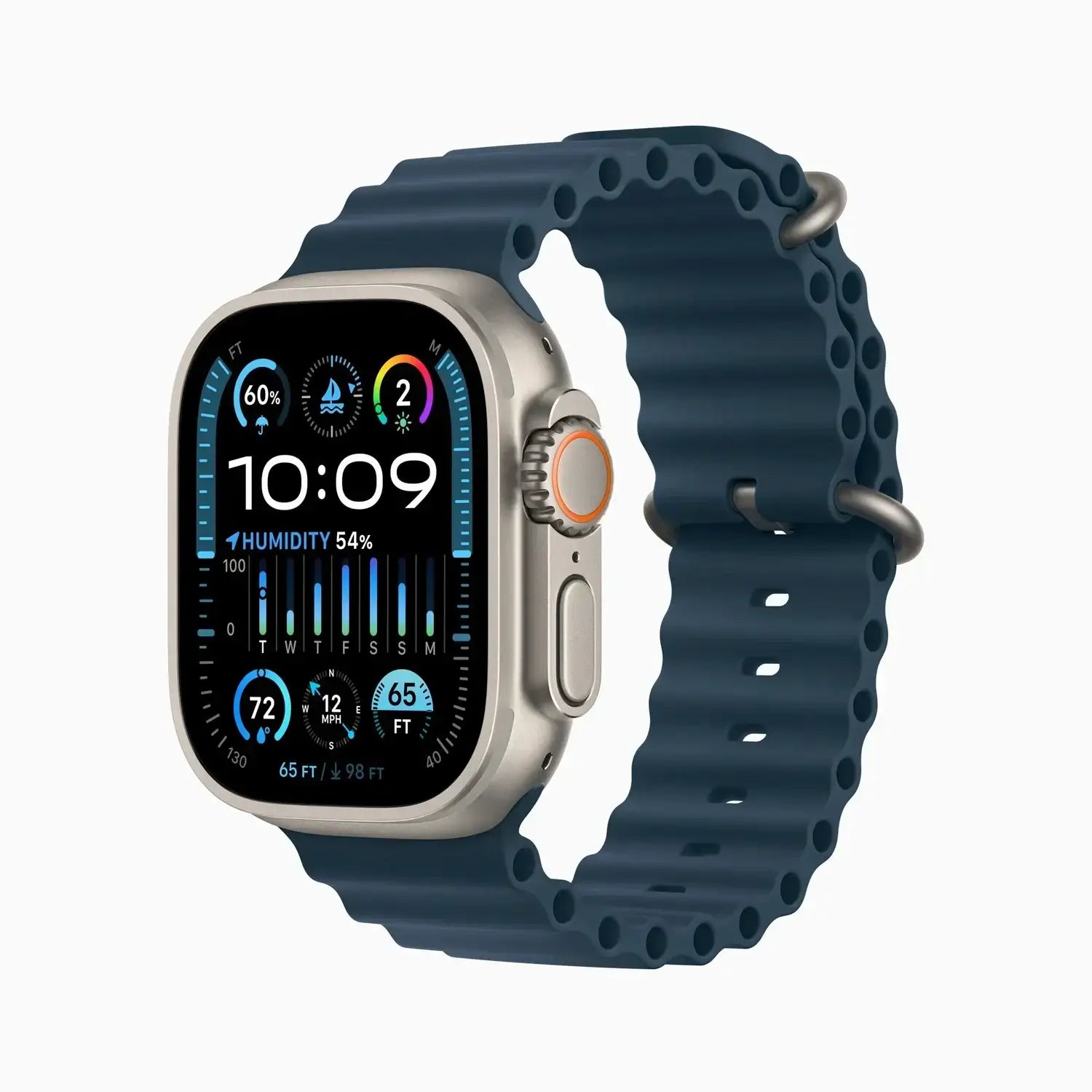 Apple Watch Ultra 2 Titanium Case with Blue Ocean Band - GulfStore.com