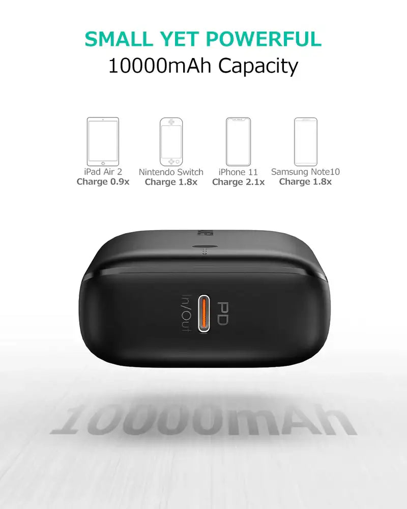 PB-N83S BK | Aukey Basix Mini 20W Ultra Compact Power Bank 10000 mAh | Black - GulfStore.com