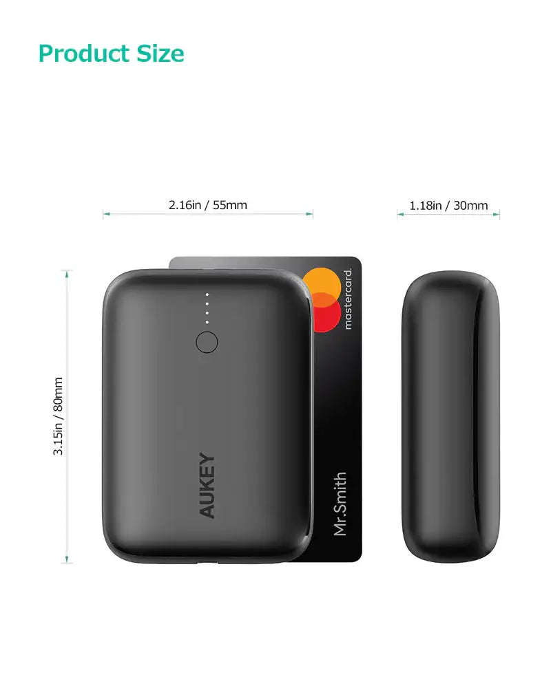 PB-N83S BK | Aukey Basix Mini 20W Ultra Compact Power Bank 10000 mAh | Black - GulfStore.com