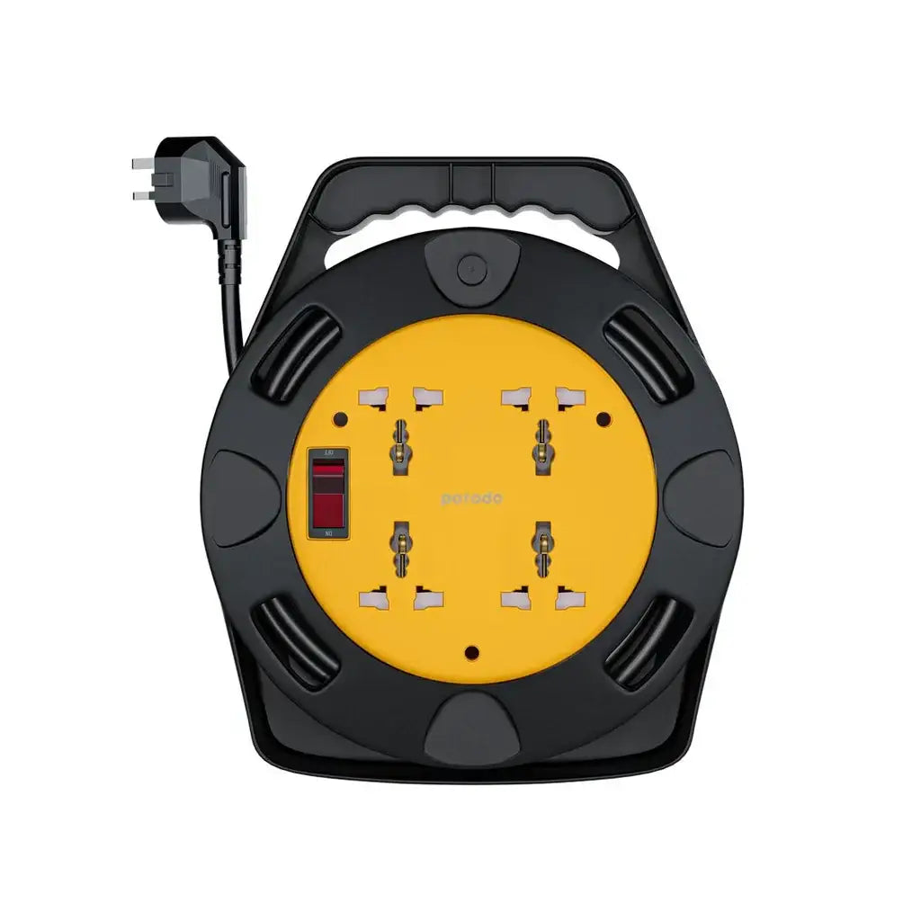 Porodo Reel Extension 4 Universal AC Sockets Portable Easy To Carry 10m Black - GulfStore.com
