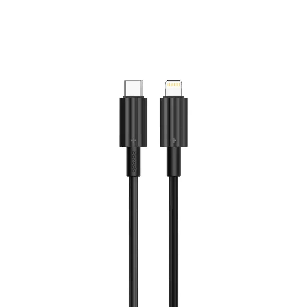 PD-CBL0004-BK , Porodo USB-C to Lightning Durable Charging Cable - Black - GulfStore.com