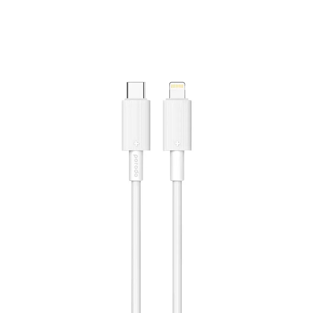 PD-CBL0004-WH , Porodo USB-C to Lightning Durable Charging Cable - White - GulfStore.com