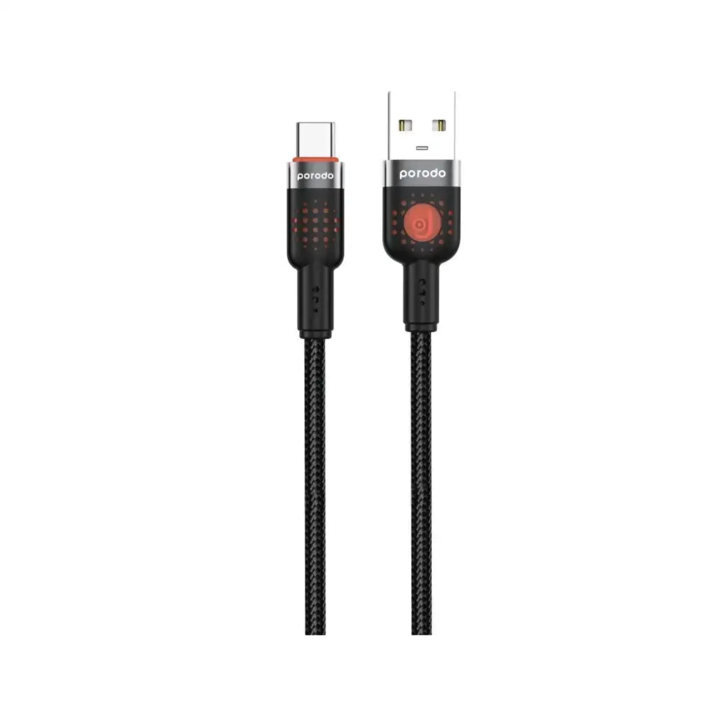 Porodo Braided Cable Usb-A To Type-C 1.2M - Black - GulfStore.com