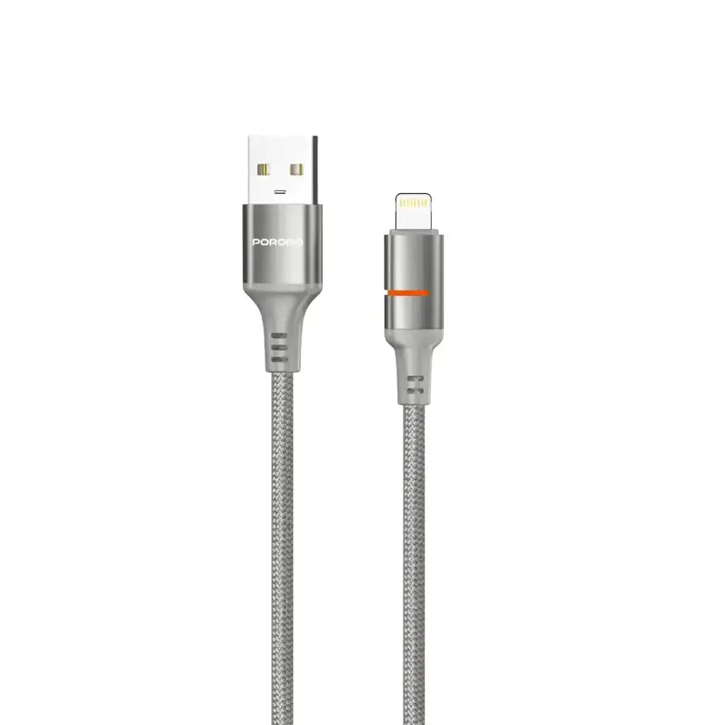 PD-CBL0027-GY-L Porodo Usb-A To Lightning Led Light Cable 1.2M-Grey - GulfStore.com