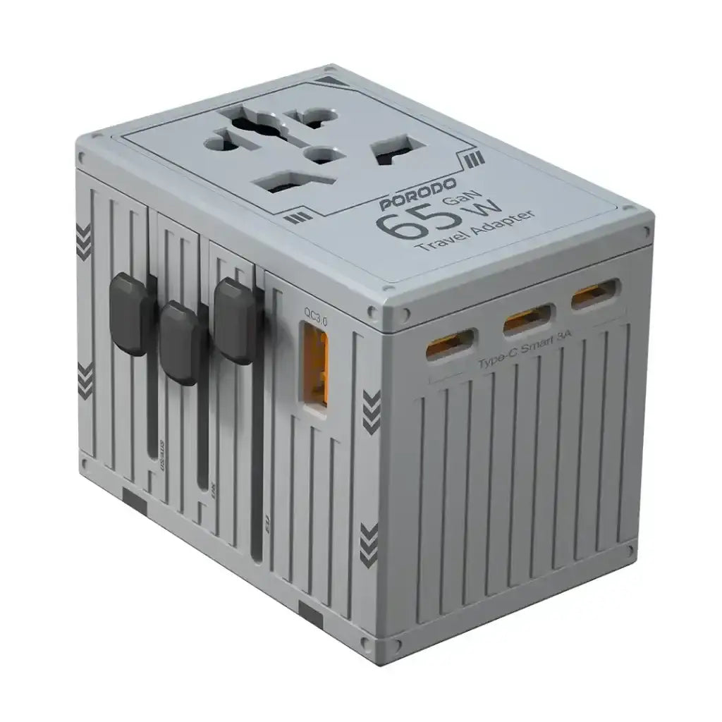 PD-FWCH038-GY , Porodo Fwc038 Gan 5-Port Travel Block Universal Charger-Grey - GulfStore.com