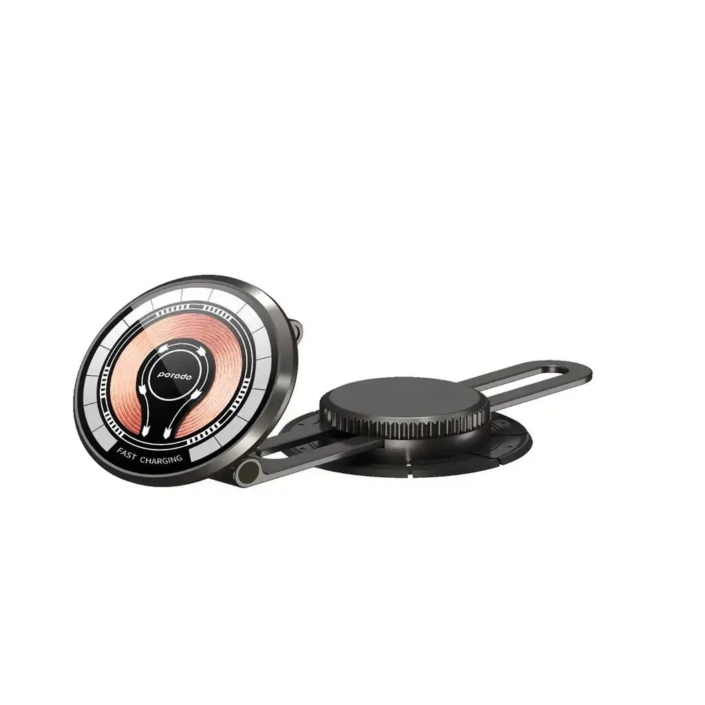 Porodo Magnetic Wirless Fast Charging Mount with Double Folding and 360 Rotation - Black - GulfStore.com