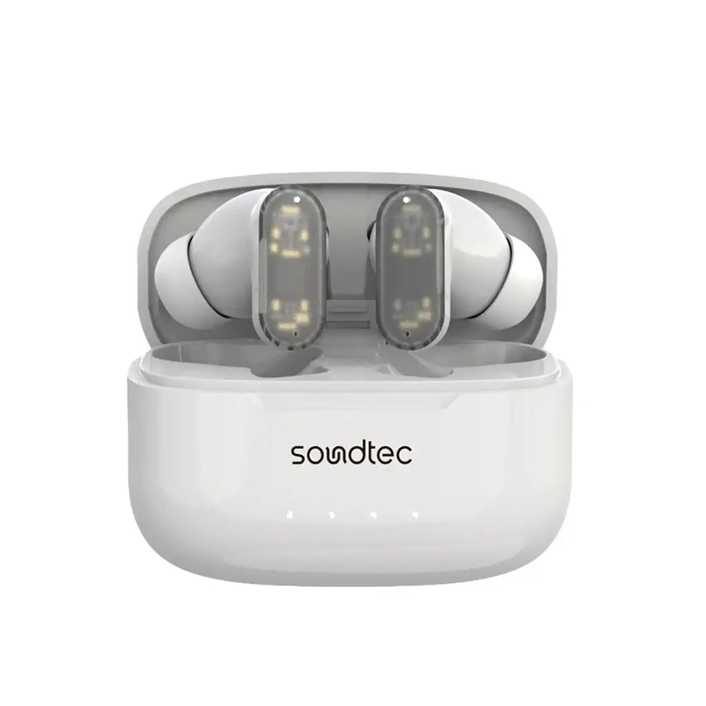 PD-STWLEP032-WH , Porodo Soundtec ANC & ENC TWS Earphone with Transparent Earbuds - White - GulfStore.com