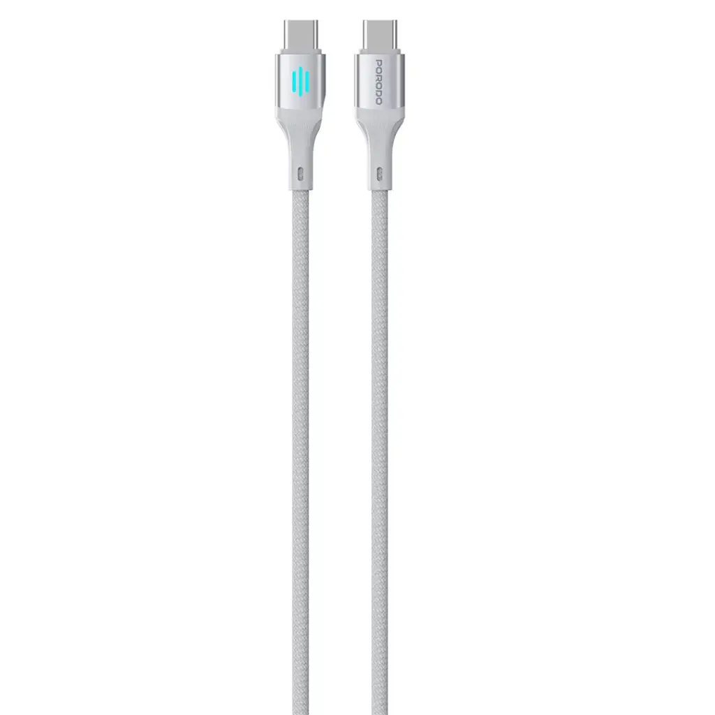 PDDC240| Porodo Usb-C To Usb-C 240W PD Charging & Data Cable 1M -Silver