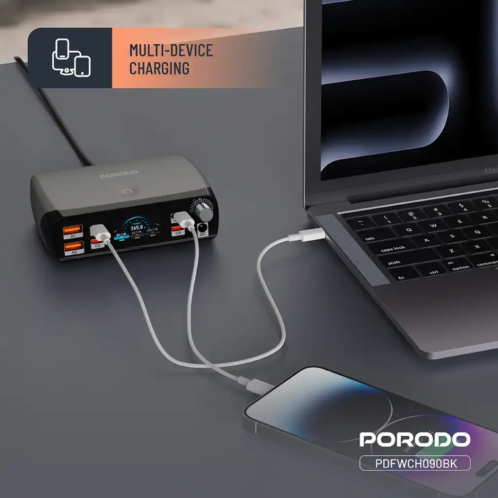 PDFWCH090BK | Porodo PowerGate Smart Charging Station | Black