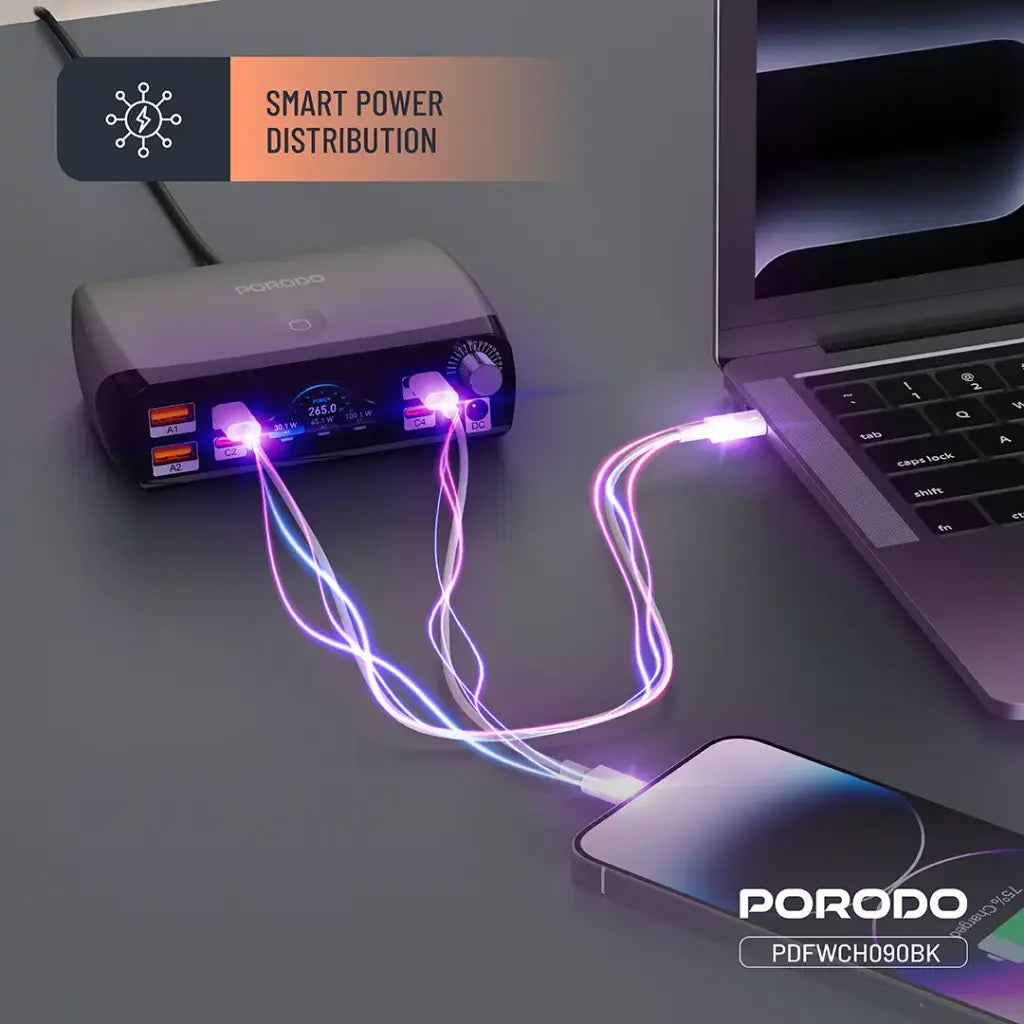 PDFWCH090BK | Porodo PowerGate Smart Charging Station | Black