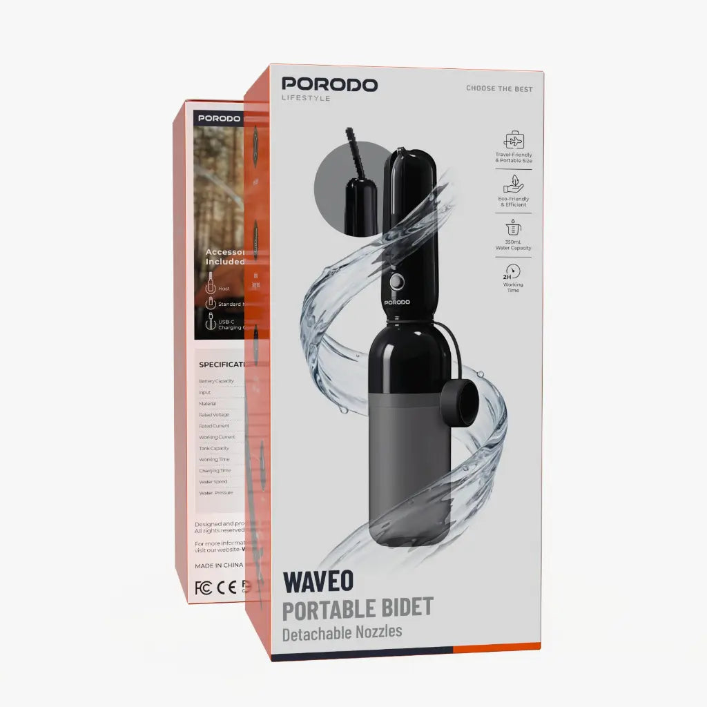 PDLFSTSW001BK | Porodo Wave Portable Bidet | Black