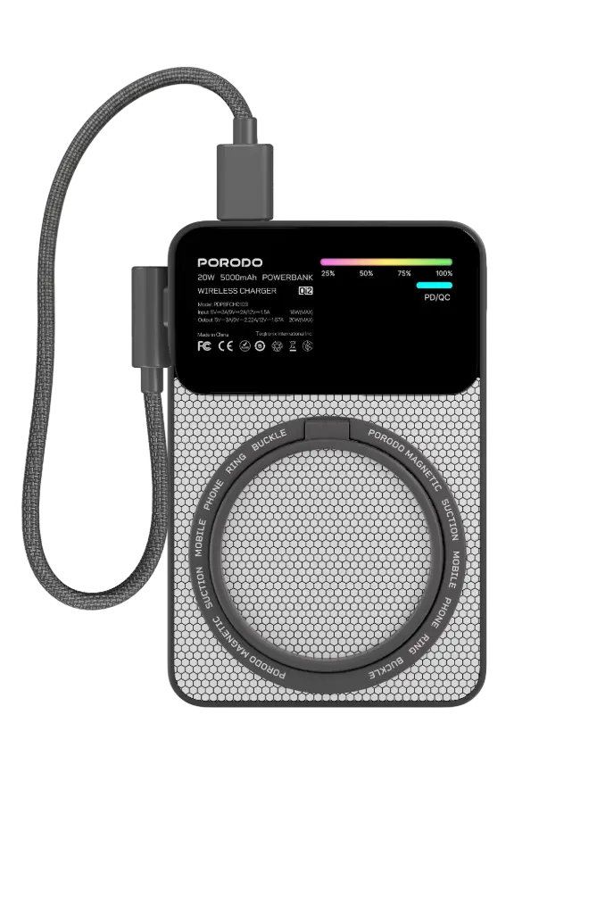 PDPBFCH0103GY | Porodo Yas 5000mAh Power Bank Magsafe Charging | Gray