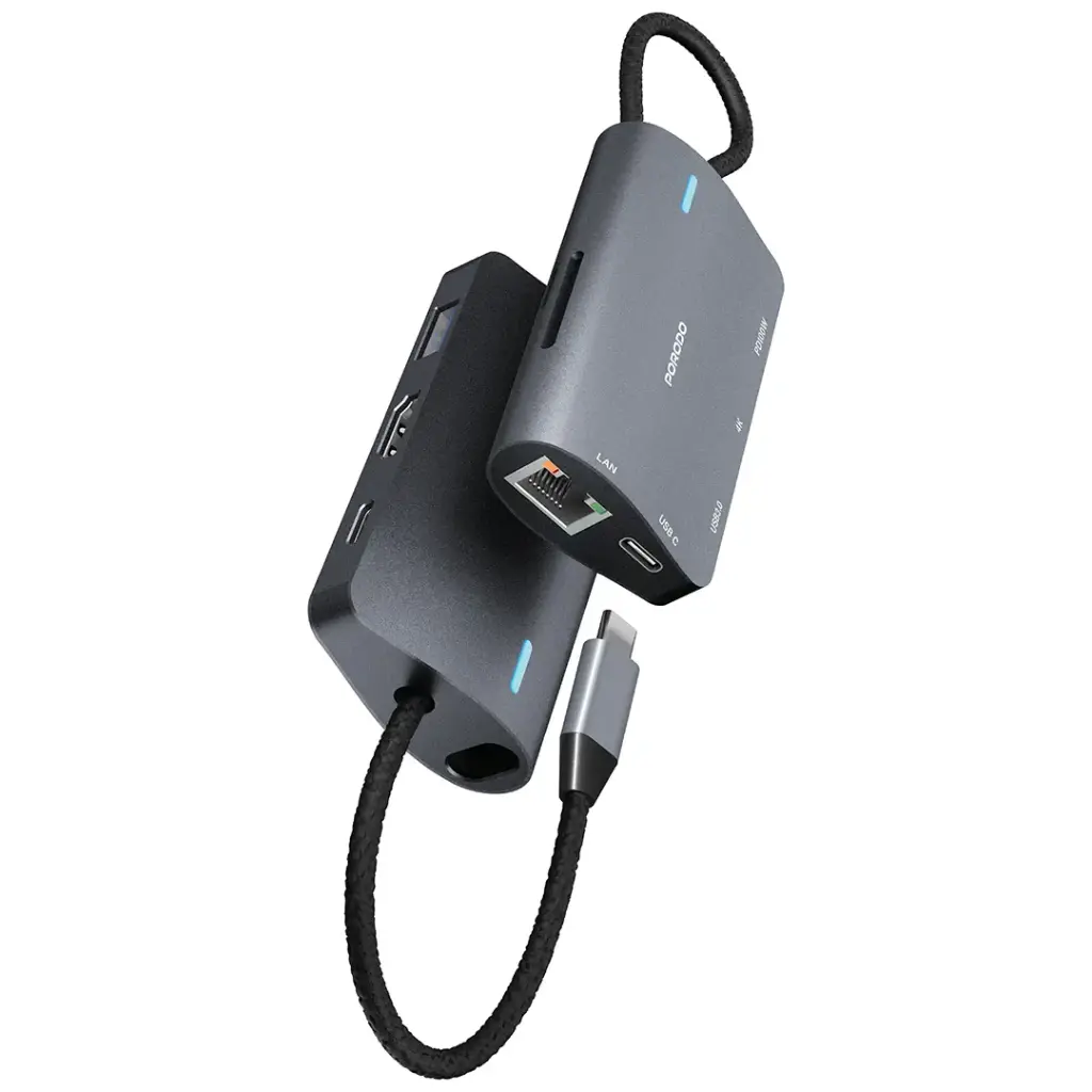 PDRDS71GY | موزع USB-C متعدد المنافذ 7 في 1 من بورودو | رمادي