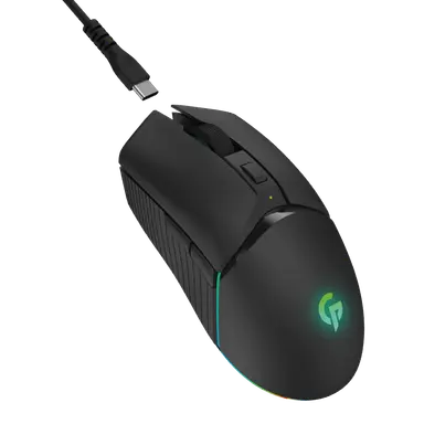 PDX313-BK | ماوس ألعاب لاسلكي بورودو 7D RGB | بطارية مدمجة قابلة لإعادة الشحن | أسود